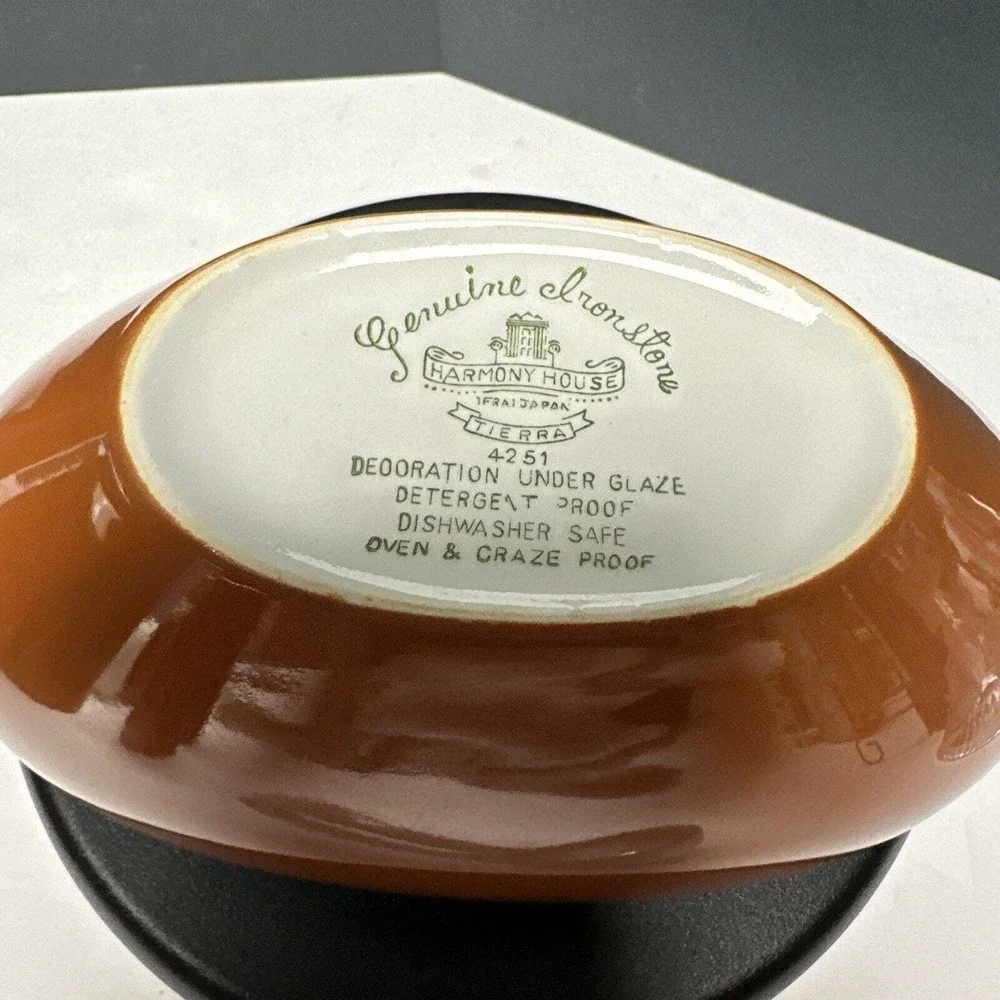 Harmony House Tierra Ironstone Gravy Boat With Ladle And Underplate 4251 Vtg